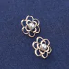 Pins, Brooches Small Camellia Floral For Women Hollow Flower Pearl Collar Pin Needle Cardigan Shawl Scarf Buckle Jewelry Accessories