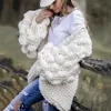 冬の秋の暖かいランタンスリーブセーターニットカーディガンコート女性ラージジャンパー210922