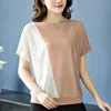 Femmes Summer Thin Sweaters Casual O Cou Patchwork Pull et Jumpers Real Rabbit Fur Pull Pull Femme Pulls 210604
