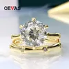 Oevas 100% 925 Sterling Silver 10mm High Carbon Diamond Bambu Ringar för Kvinnor Sparkling Bröllopsfest Fin smycken Partihandel 211217