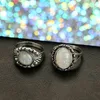 TOCONA 8 sztuk / zestaw Vintage Antique Silver Color Pierścionki Zestawy Kolorowe Kamień Opal Carve Dla Kobiet Mężczyzn Czeski Biżuteria Anillos 6421