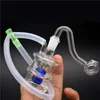 Bruciatore a nafta in vetro portatile Bong Pyrex Piccolo gorgogliatore riciclatore d'acqua Bong Mini Oil Dab Rigs con tubo per bruciatore a nafta piegato e accessori per fumatori