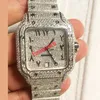 Rose Gold Mixed Silver Cubic Zirconia Diamonds Watch Roman Siffror Luxury Missfox Square Mechanical Men Full Iced Out Watches Cub318e