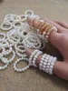10 pcs natural freshwater branco pérola anel ajustável elástico pérolas de pérolas de pérolas para mulheres jóias