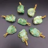 Нерегулярный натуральный зеленый камень позолоченные кулон ожерелья с цепными ювелирными изделиями для женской девушки партии клуб декор