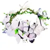 Dwwtkl 흰색 나비 크라운 여성 헤드 피스 꽃 소녀 머리띠 머리 화환 꽃 갈 랜드