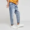 KUEGOU 100% Katoen Herfst Lente Losse Tapered jeans losse enkellange Mannen Harembroek Blauwe Mode Broek Plus Size KK-2903 210524