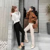 가을과 겨울 모직 하렘 바지 여성 스트레이트 캐주얼 바지 전체 길이 높은 허리 pantalon femme 6994 50 210508