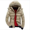 ウィンターパーカーメンズ厚いコート暖かい毛皮の襟フード付きジャケットメンズファッションカラーマッチングオーバーコートカジュアルな冬のジャケット男性211013