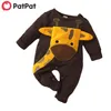 Baby Boy Giraffe Embroidery Long-sleeve Jumpsuit for / Toddler One Pieces Jumpsuits Clothes 210528