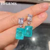 Dangle Kroonluchter Ffgems Braziliaanse Paraiba Emerald Tourmaline Silver Earring Create Blue Stone Square voor Vrouwen Fijne Sieraden Groothandel PA