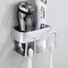 Väggmonterad tandborstehållare Aluminiumlegering Tandkräm Rack Badrum Hushållsutrymme Besparande badrum Tillbehör 211130