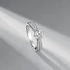Amerikanischen Neue Bogen Design S925 Sterling Silber Moissanite Heiratsantrag Simulation Crown Diamant Ring Weiblichen Luxus Schmuck