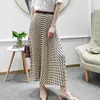 High Quality Fashion Women Summer Designers Elastic Waist Chain Print Midi Office Party Pleated Skirts 210601