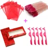 False Eyelashes 50pcs 4 In 1 Bulk Eyelash Packaging Bag Shining Glitter Color Pink Box With Brushes And Lash Tweezers