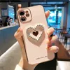 3D Diamond Heart Chrome TPU telefoonhoesjes ge￫lektroplateerd schokdichte beschermend achteromslag snoepkleurkas voor iPhone XR X Max 11 12 13 14 Pro