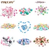 Tyry.Hu 200Pcs Food Grade Silicone Beads Round 12-19mm Nursing Bead Teething For Baby Teethers Necklace DIY Accessories 211106