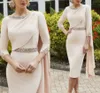 Элегантная жемчужная розовая атласная мать невесты платье 2022 жемчужина 3/4 рукава шариков колена длина свадьбы платье для вечеринки Vestidos