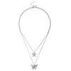 Bylia Jewel Fashion Multilayer Hollow Butterfly Pendant Necklace Gold Silver Color Fine Long Chain For Women Jewelry Chains