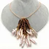 Yygem 18 "розовый Biwa пресноводный жемчужный гранат кулон золото цвета с цветным воротником ожерелье вечеринка роскошный стиль для женщин