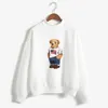أزياء جديدة مطبوعة الدب تي شيرت قميص بولوس للرجال طويلة الأكمام مصمم جولة الرقبة
