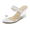 Mulheres de verão Aberto do dedo do pé Lady Wedges Heel Shoes Shoes Shoes Plus Size 34-43 Girl Abra Sinpista de cordão de corda