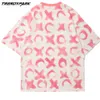 Męska Tshirt Glitter Haft Lato Z Krótkim Rękawem Tee Hip Hop Oversize Cotton Casual Harajuku Streetwear Top Odzież 210601