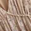 Za sukienka kobiety rocznika szyfonowa z krótkim rękawem węża drukowana letnia sukienka kobieta elegancka wzburzona plisowana midi sukienki 210602