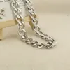 15mm 16-32 Inch Silver Stainless Steel Miami Curb Cuban Link Chain Necklace For Women Men's Choker Polishing Strong Jewelry Lobster clasp