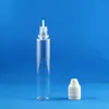 100 jogos/lote 30ml unicórnio transparente pet garrafas conta-gotas de plástico com resistente a crianças + tampas de segurança à prova de adulteração pontas longas e finas suco de vapor líquido líquido 30 ml