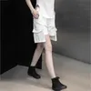 [EAM] Women Black Irregular Big Pocket Wide Leg Shorts High Waist Loose Fit Trousers Fashion Spring Summer 1DD7712 21512