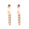 Creatieve Rose Goud Kleur Lange Ketting Dangle Earring Voor Vrouwen Geometrische Rvs Stud Oorbellen Sieraden