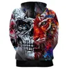 Новый модный бренд 3D Tiger Skull Print Hoodie осенью и зимой