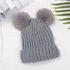 Baby Pompon Bearies Hats Зимние дети вязаные шапочки для девочек мальчики повседневный сплошной цвет череп шляпа малыша шансов