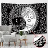 Sun Moon Tapestry Svart Vit Starry Sky Wall Hängande Astrologi Divination Matwitchcraft Hippie Mandalas Psychedelic Taiji Decor 210609