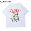 T-shirts Chemises Style Japonais Dessin Animé Dinosaure Ours À Manches Courtes T-shirts Streetwear Harajuku Hip Hop Mode Coton Tops 210602
