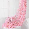 Dekorativa blommor kransar 2pc 180cm Konstgjord körsbärsblomsträng Bröllop Arch Garland Ivy Silk Fake Vine For Party Home Decoration