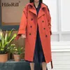 Elegant Kantoor Solid Long Trench Coat Vrouwen Batwing Mouw Losse Dames met Riem Casual Wide Taille 210508