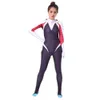 Bazzery Spider Gwen Costume Stacy Cosplay Hoodie Zentai nella tuta per la pelle per bambini per bambini di Spiderverse Suit di Halloween Cosplay G0924470792