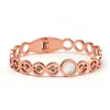 Brazalete de lujo de acero inoxidable con circonita cúbica para mujer, pulsera de cristal de concha chapada en oro, joyería femenina Q0719