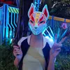 Anime Expro Decor Japanese Fox Mask Neon Led Light Cosplay Mask Halloween Party Rave Led Mask Dance DJ Payday Costume Props Q0806