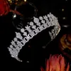 Lüks Düğün CZ Taç Gelin Kristal Headdress Prenses Kraliçe Güzellik Pageant Taçlar Uzunluğu Tiara Düğün Saç Aksesuarları X0625
