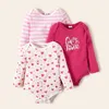 Прибытие 3-Pack Baby Girl Sweet Heart Rompers Set Одежда 210528