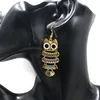 Cartoon vogel OWL -oorbellen oude bronzen email Anamel Animal Hook Kroonluchter kroonluchter oorbellen oorring voor vrouwen mode sieraden wil en zandig