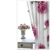 Curtain & Drapes Decoration 3D Pink Roses On White Background Curtains For Bedroom Living Room Polyester