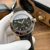 Topp stilig automatisk mekanisk självlindning klocka män guld silver svart armbandsur klassisk GMT design gentlemen casual läderband klocka 9417