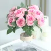 ピンク造花ウェディングシルク牡丹花嫁ブーケ高品質白バラ造花家の装飾クラフトアクセサリー