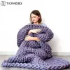 Grande mão macia chunky malha manta cobertor para cama de inverno sofá plano grosso fio de confecção de malhas lance 13 cores sofá capa cobertor 211122