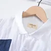2028 mężczyzn Summer Fall Japan Style Odkręć kołnierzyk geometrii długiego rękawu Patchwork Wysokiej jakości czyste lniane stylowe koszule 210730