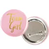 Feuille d'or Glitter Team Boy Girl Button Pins Pary Favors Gender Reveal BadgeBaby Shower Supplies Rose bleu